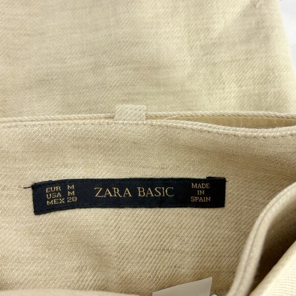 Zara high waisted linen belted mini skirt beige NWT - Picture 3 of 4